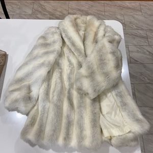 Faux white fur coat